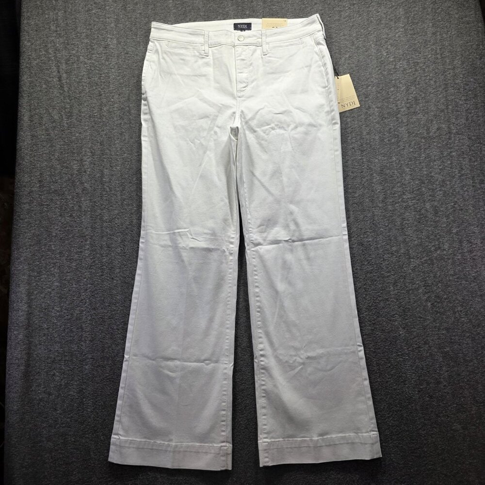 NYDJ Teresa Trouser Pants Womens 14 Optic White Lift Tuck Technology Denim